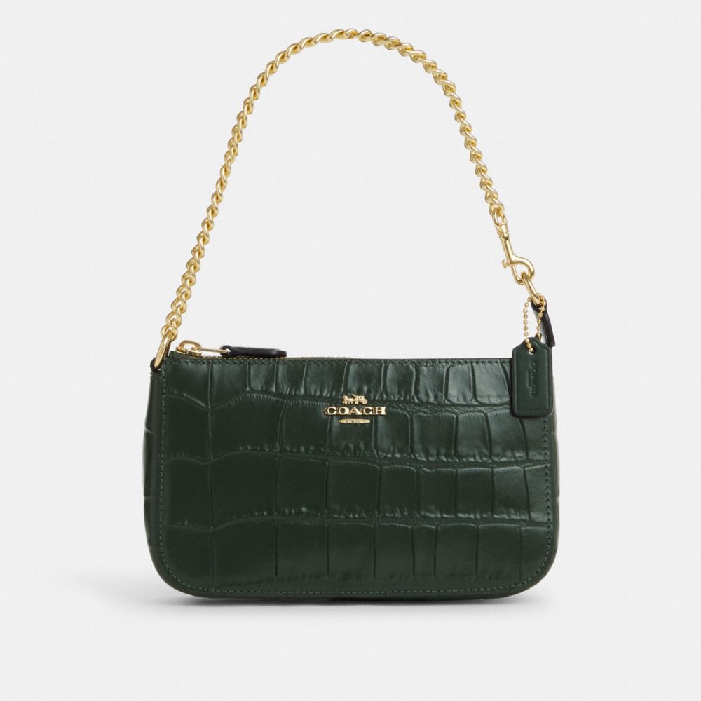 COACH®,NOLITA 19,Novelty Leather,Gold/Amazon Green,Front View