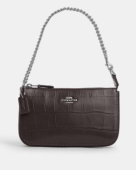 COACH®,NOLITA 19,Embossed Leather,Silver/Amethyst,Front View