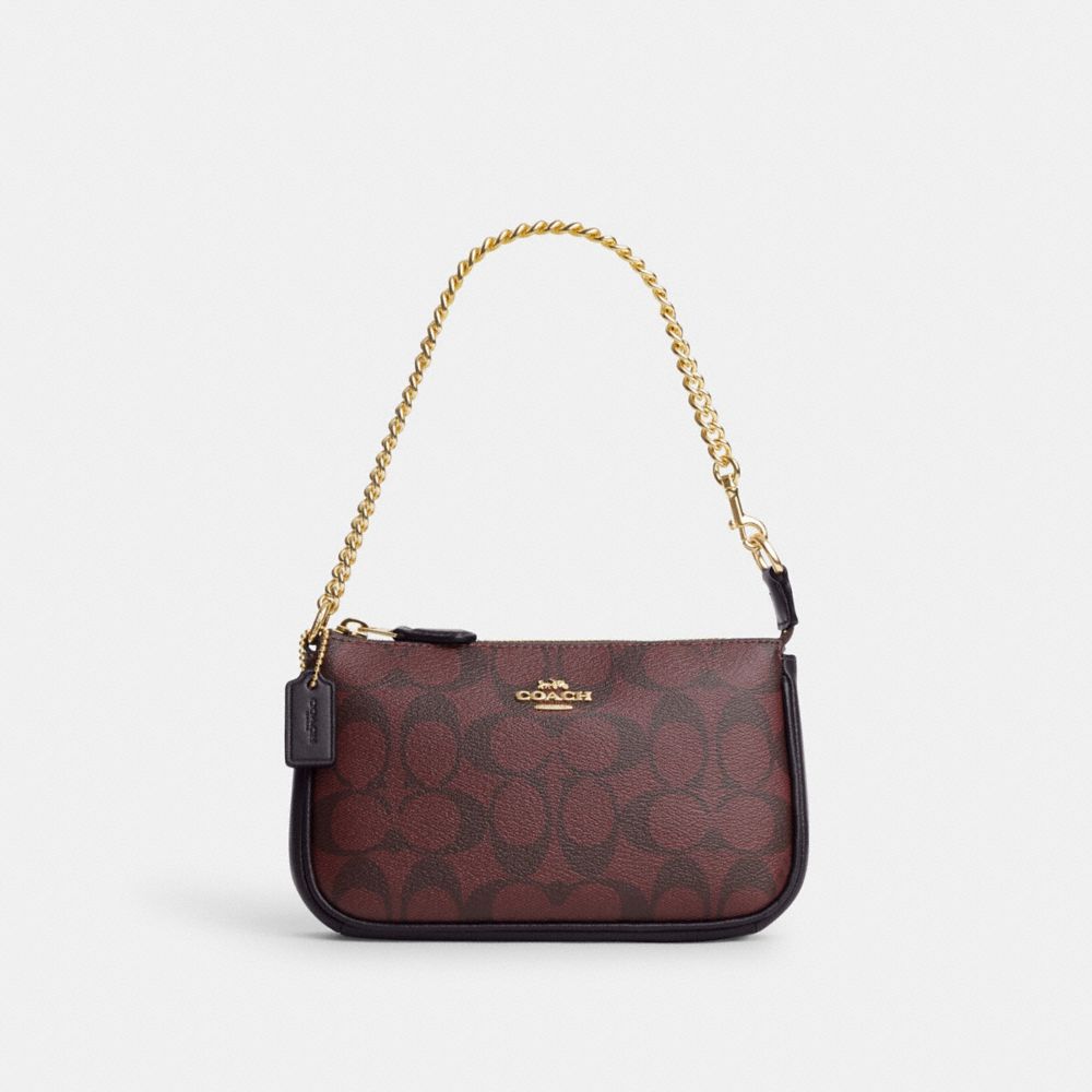 COACH®,NOLITA 19 IN SIGNATURE CANVAS,Signature Canvas,Mini,Gold/Oxblood Multi,Front View