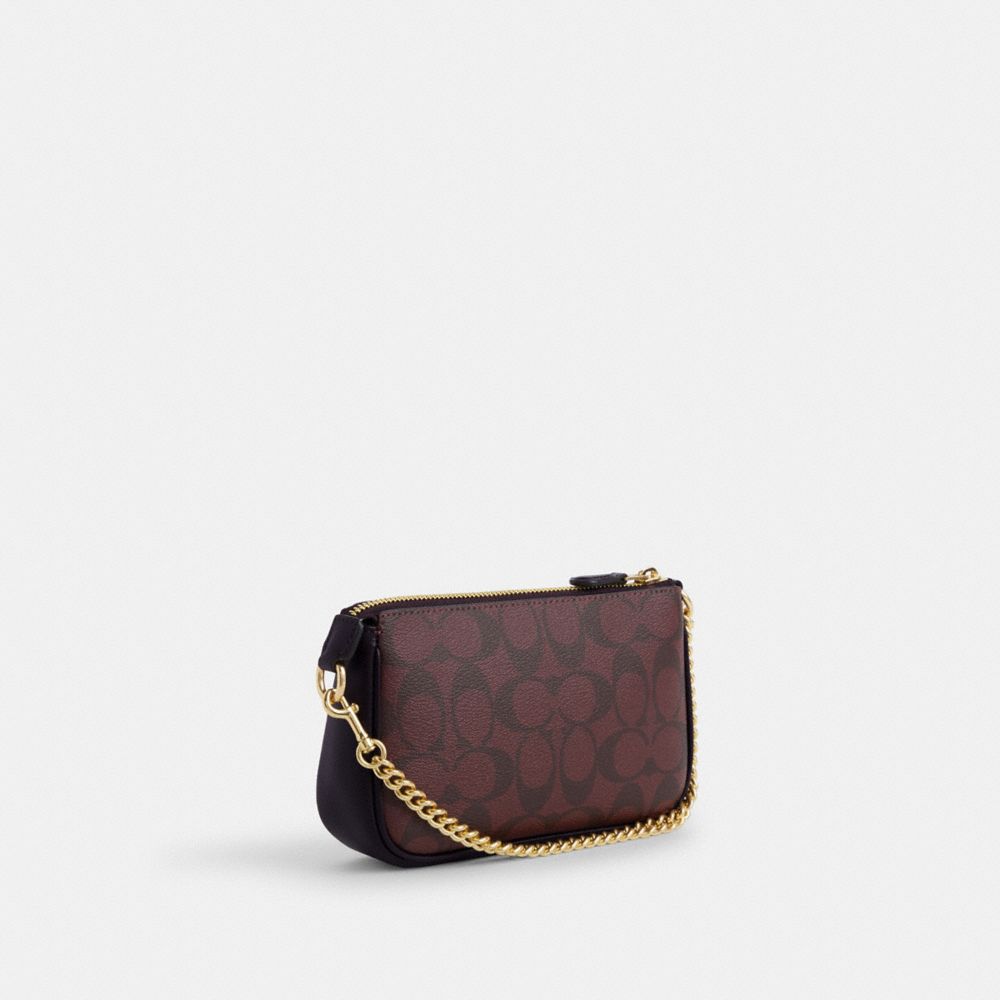 COACH®,NOLITA 19 IN SIGNATURE CANVAS,Signature Canvas,Mini,Gold/Oxblood Multi,Angle View