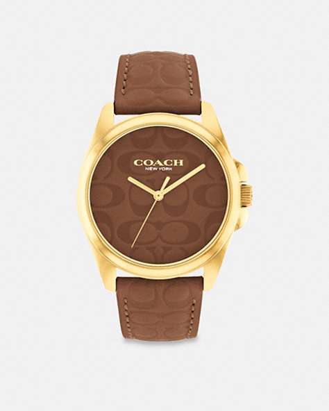 COACH®,GREYSON WATCH, 36MM,Saddle,Front View