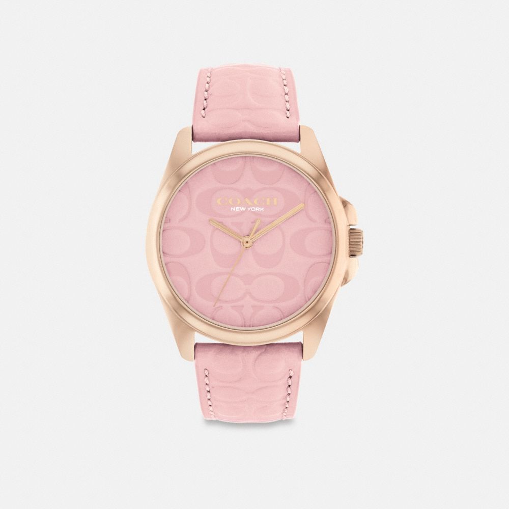 COACH®,GREYSON WATCH, 36MM,Pink,Front View