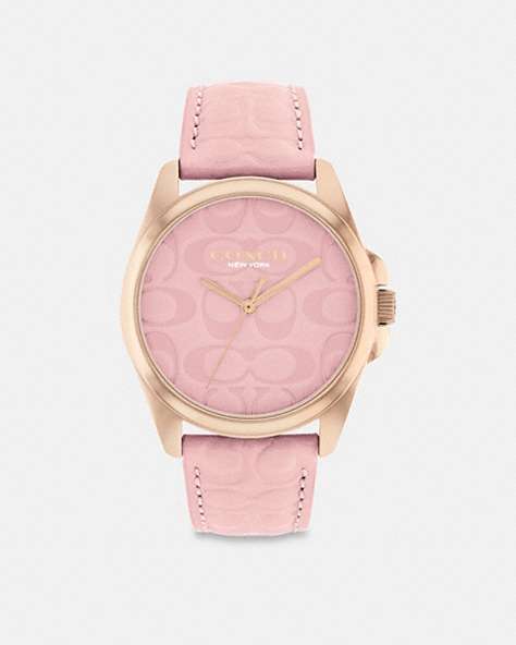 COACH®,GREYSON WATCH, 36MM,Pink,Front View