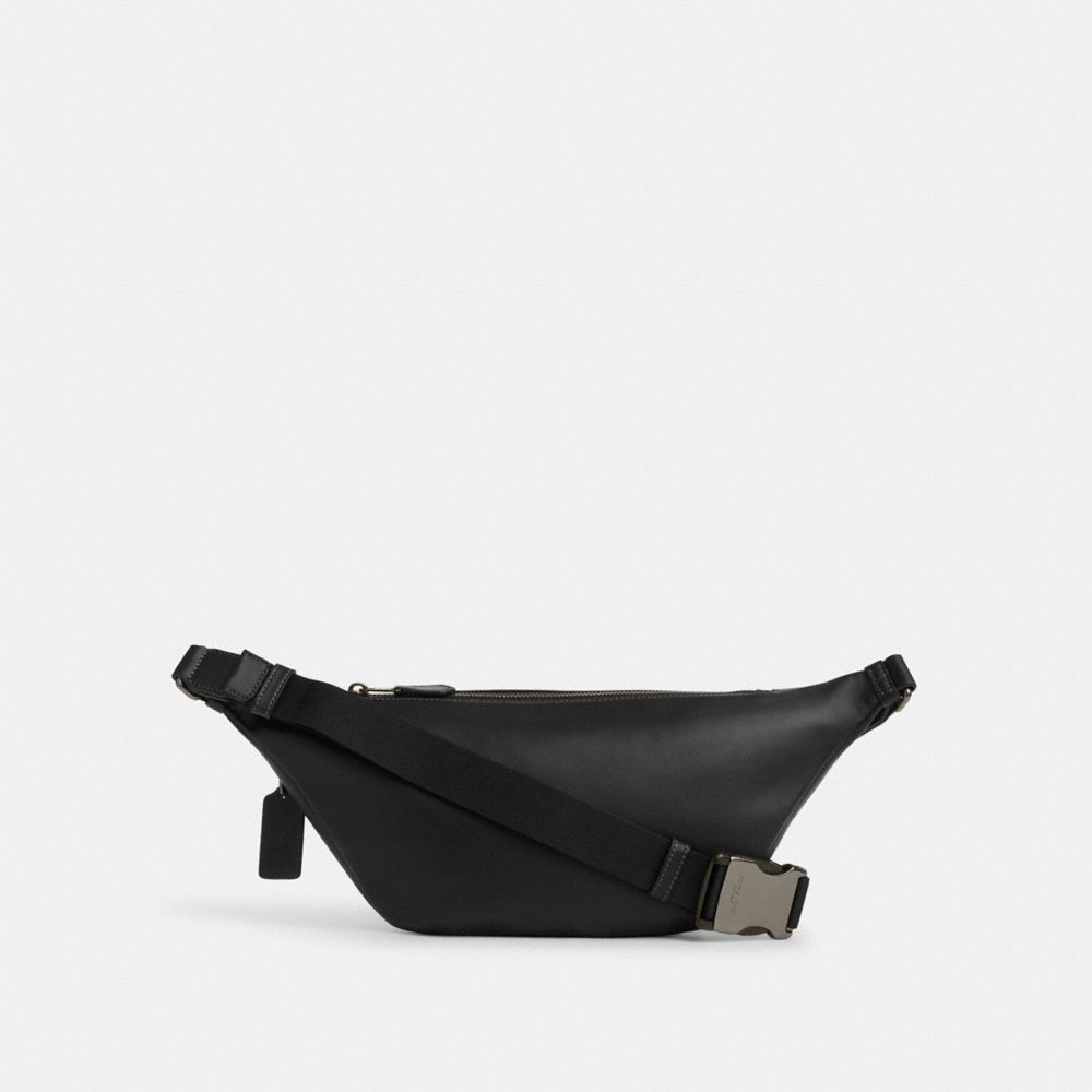 COACH®,WARREN BELT BAG,Smooth Leather,Medium,Gunmetal/Black,Back View