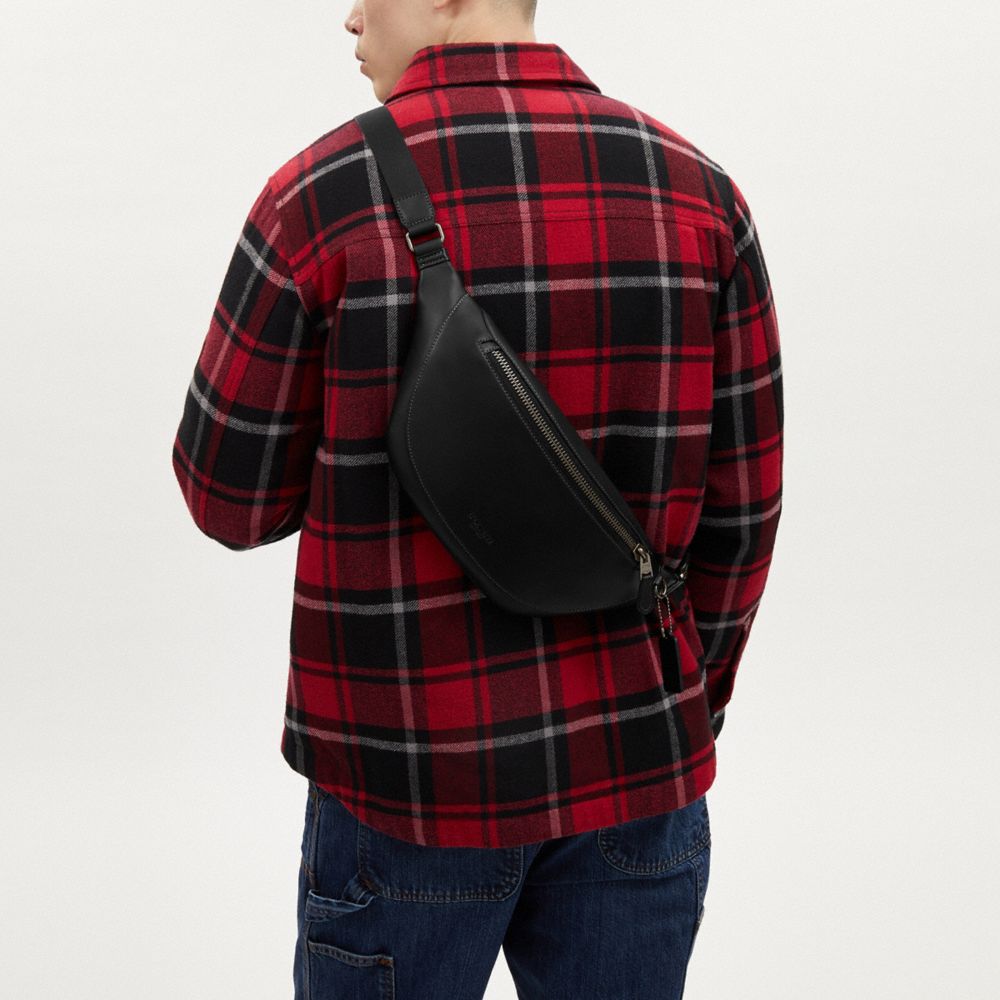 COACH®,Warren Belt Bag,Calfskin Leather,Leather,Belt Bag,Chest Waist Strap,Casual,Black,Detail View