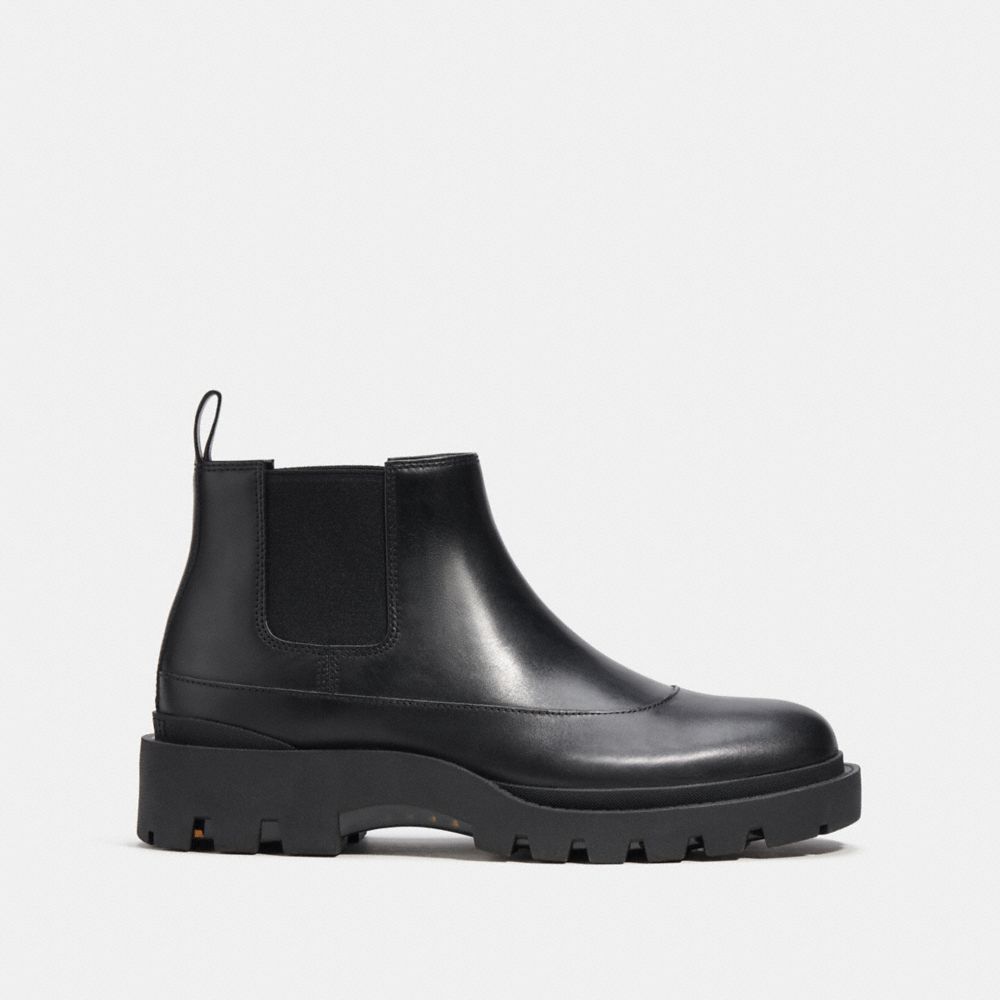 COACH®,CITYSOLE CHELSEA BOOT,Leather,Black,Angle View