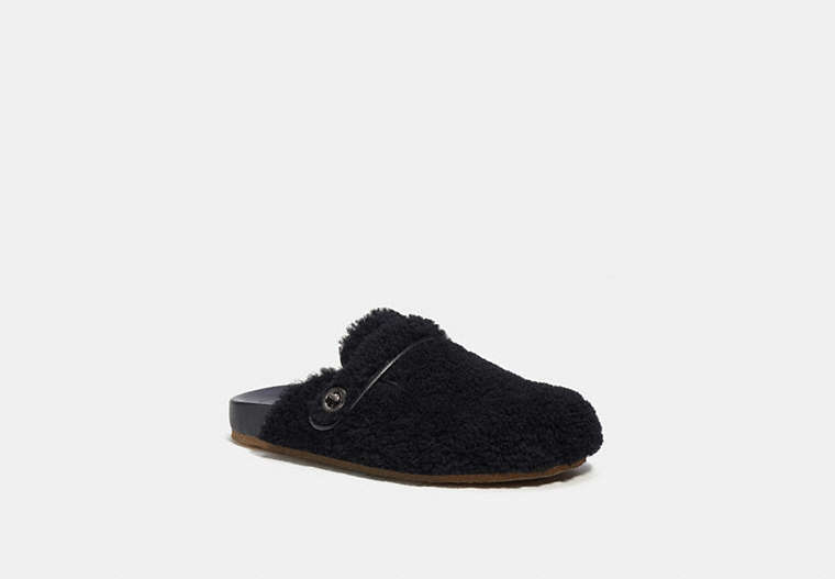 COACH®,CLOG IN SHEARLING,Black,Front View