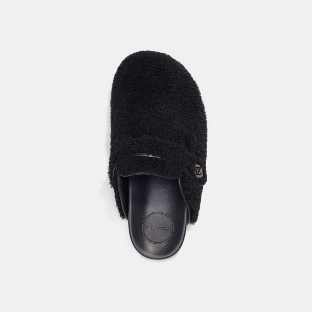 COACH®,CLOG IN SHEARLING,Black,Inside View,Top View