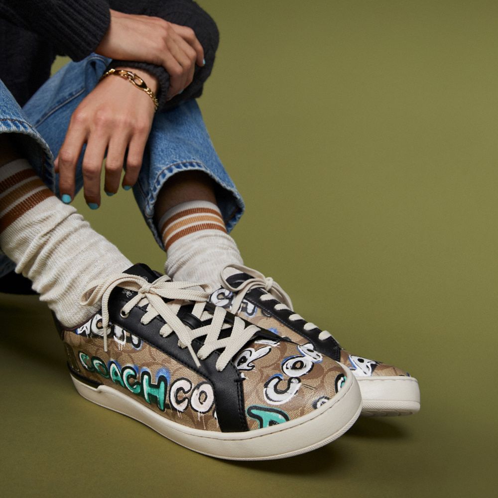 COACH®,Coach X Mint + Serf Clip Low Top Sneaker In Signature Canvas,