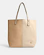 COACH®,NORTH TOTE IN COLORBLOCK,Leather,X-Large,Brass/Ivory Multi,Front View