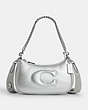 COACH®,TERI SHOULDER BAG IN SILVER METALLIC WITH SIGNATURE QUILTING,Leather,Medium,Anniversary,Silver/Metallic Silver,Front View