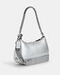 COACH®,TERI SHOULDER BAG IN SILVER METALLIC WITH SIGNATURE QUILTING,Leather,Anniversary,Silver/Metallic Silver,Angle View