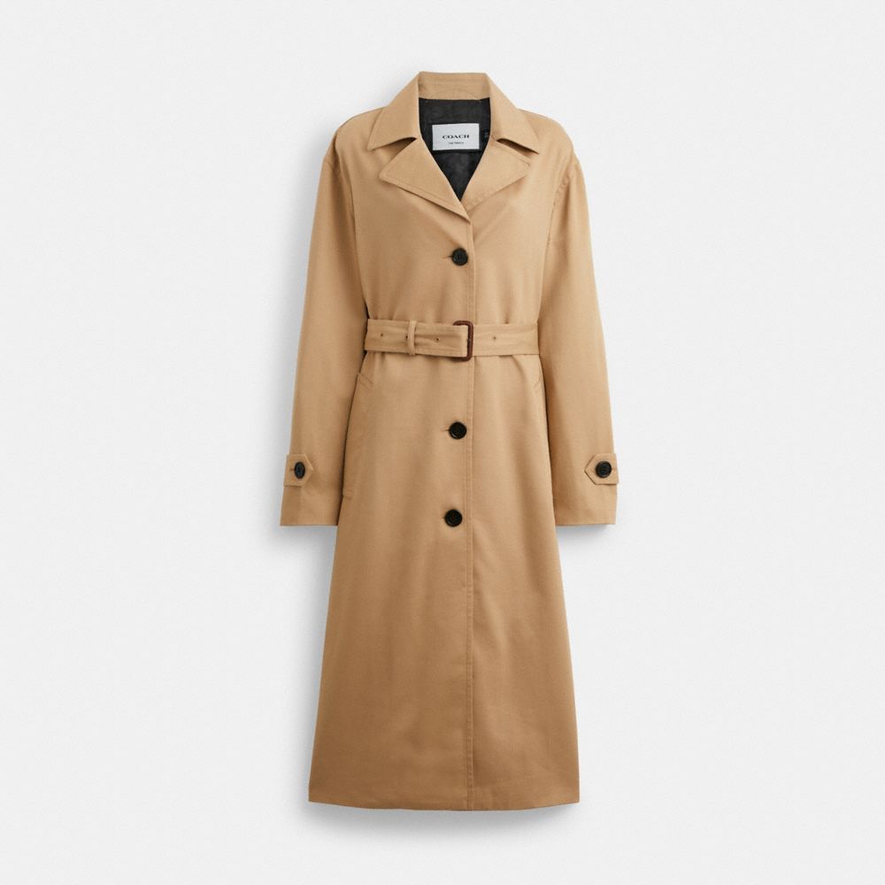 COACH®,OVERSIZED TRENCH COAT,Khaki,Front View image number 0
