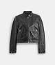 COACH®,LEATHER RACING JACKET,Leather,Black,Front View