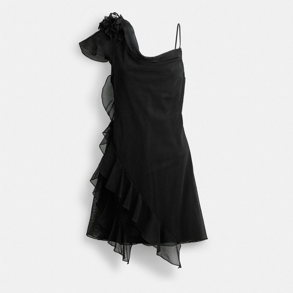 COACH®,MINI TULLE DRESS,Black,Front View