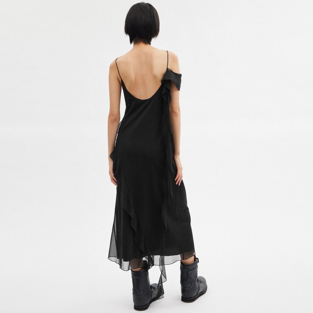 COACH®,RUFFLE TULLE DRESS,Black,Scale View