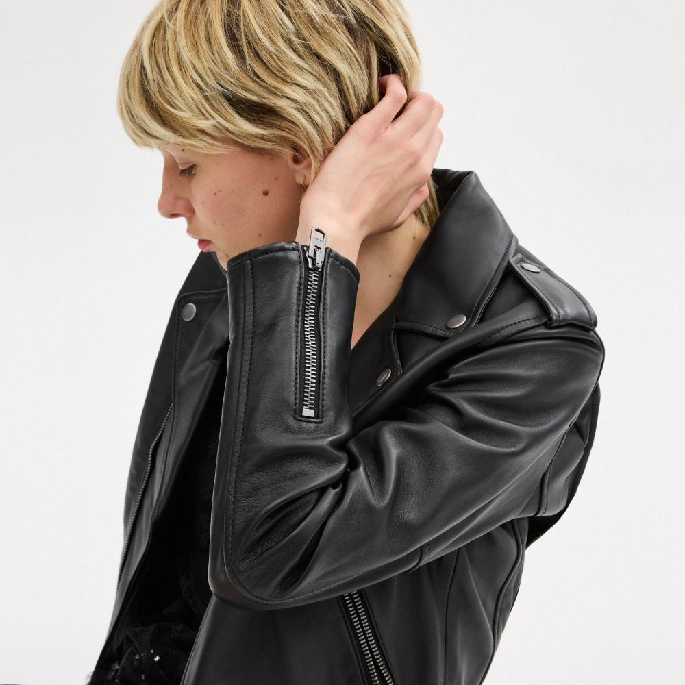 Shop Coach Moto Jacket In Black