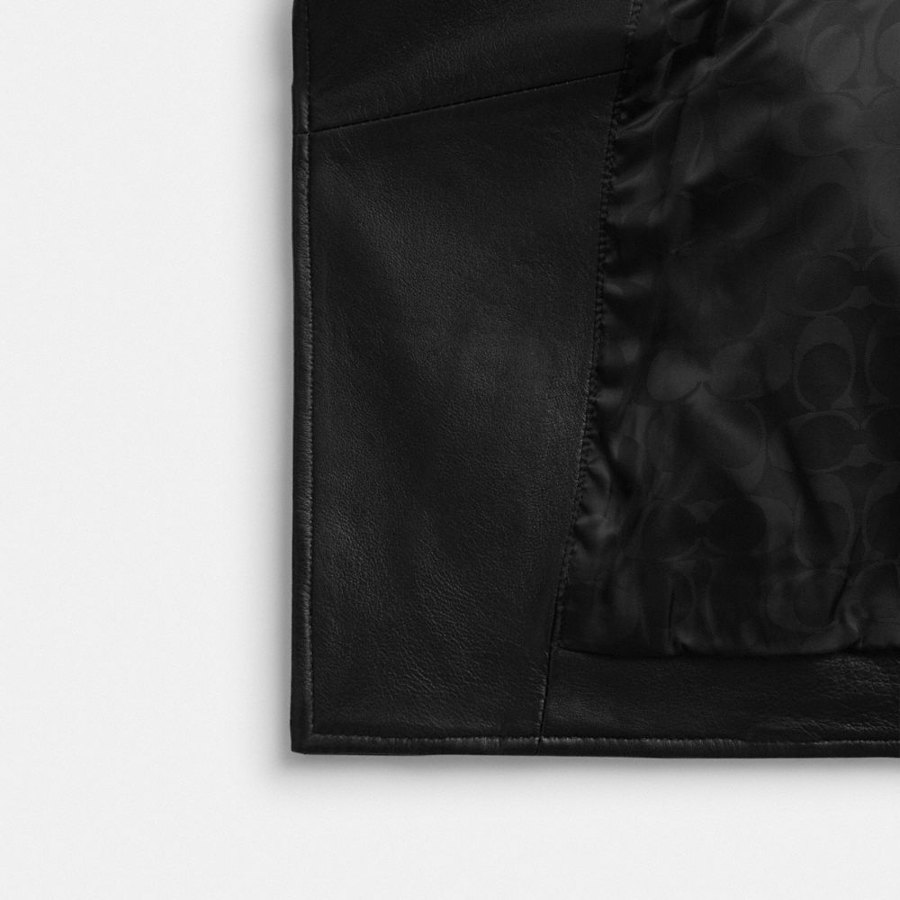 COACH®,MOTO JACKET,The Leather Shop,Black,Inside View,Top View