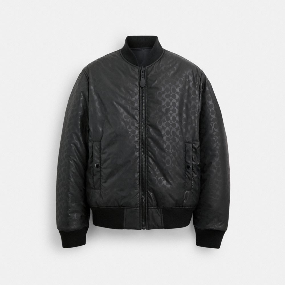 COACH®,REVERSIBLE MA-1 JACKET,Polyamide,Black,Angle View