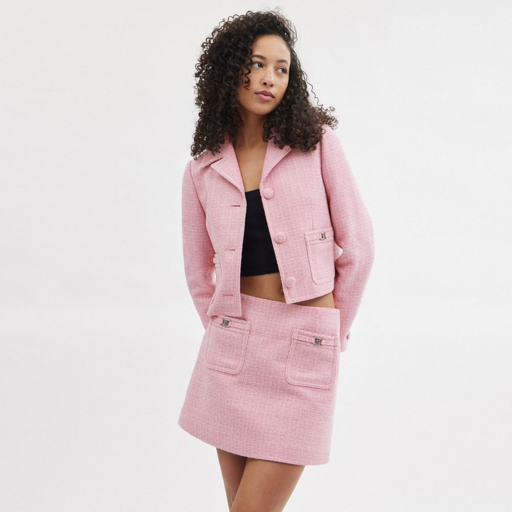 COACH®,VESTE EN TWEED AVEC C TRADITIONNEL,Rose,Scale View