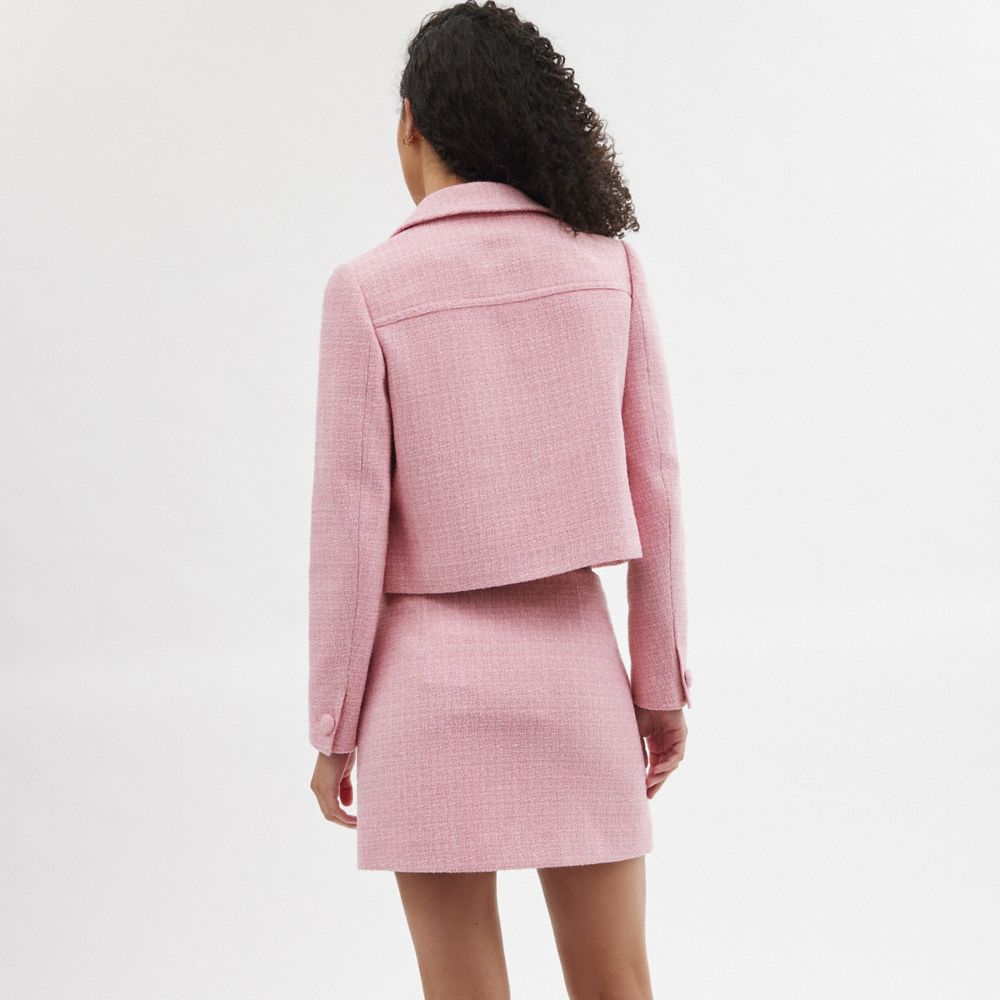 COACH®,HERITAGE C TWEED JACKET,Pink,Scale View