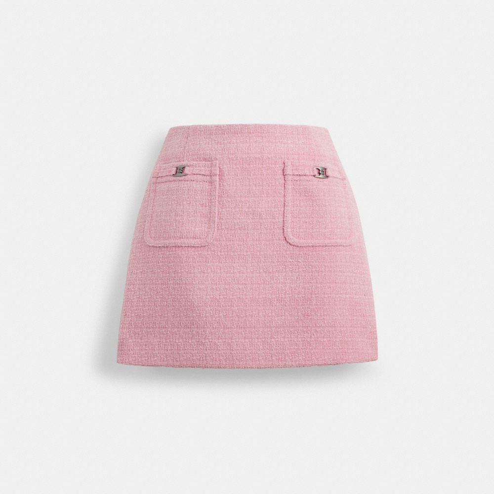 COACH®,HERITAGE C TWEED SKIRT,Polyester,Pink,Front View image number 0