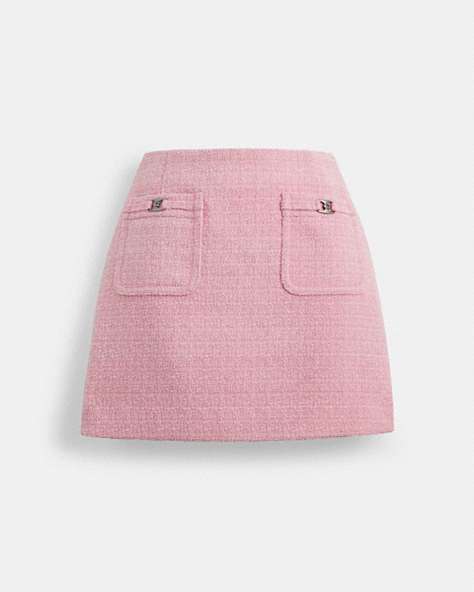 COACH®,HERITAGE C TWEED SKIRT,Polyester,Pink,Front View