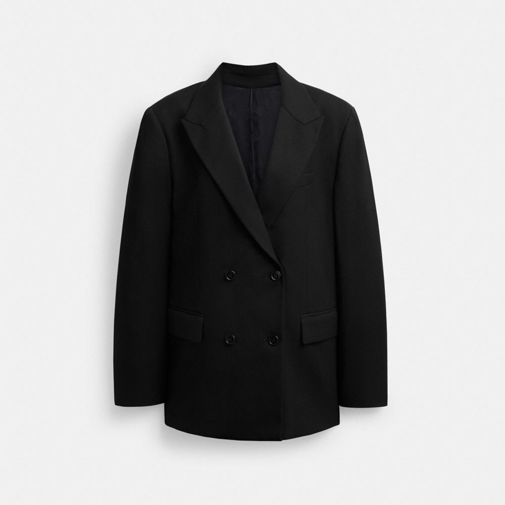 COACH®,DOUBLE BREASTED BLAZER,Black,Front View image number 0