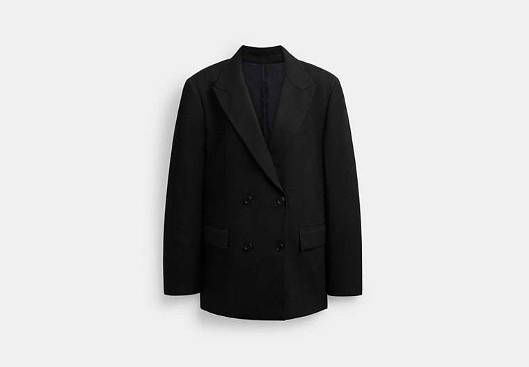 COACH®,DOUBLE BREASTED BLAZER,Black,Front View