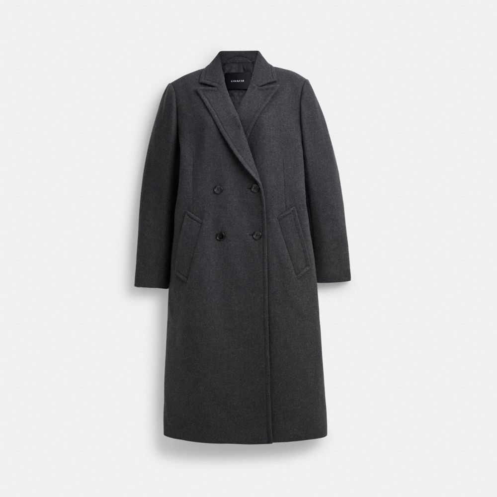 COACH®,TAILORED COAT,Gray,Front View