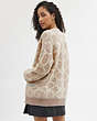 COACH®,LONG SIGNATURE CARDIGAN,wool,Pink/Multi,Scale View