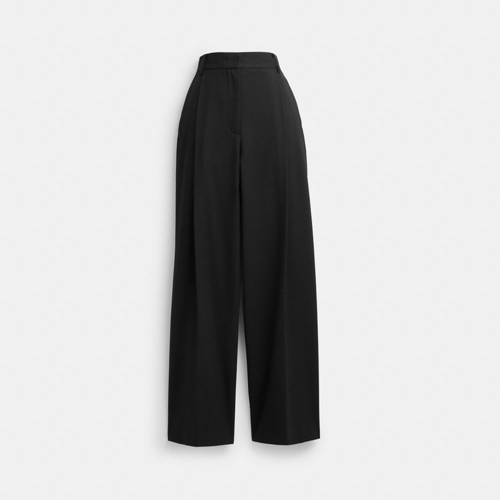 COACH®,WIDE LEG TROUSERS,Black,Front View