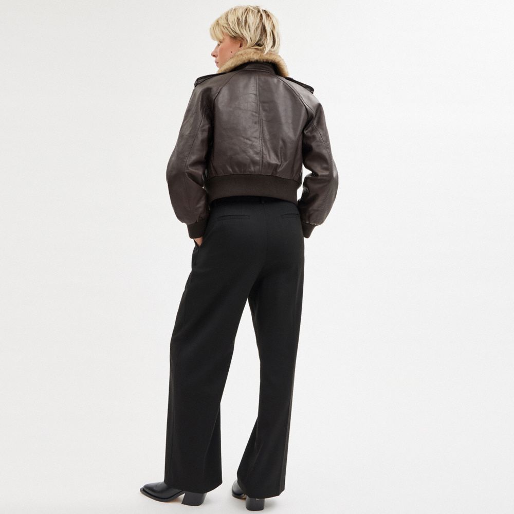 Coach Short Inseam Wide Leg Trousers In Black