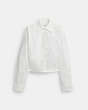 COACH®,CROPPED BUTTON UP SHIRT,cotton,White,Front View