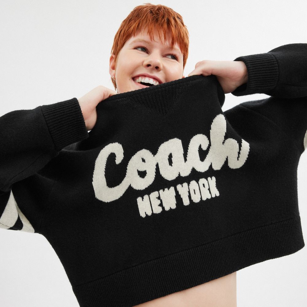 Shop Coach Cropped  Sweater In Black