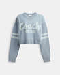COACH®,CROPPED COACH SWEATER,Cotton/Wool,Blue,Front View