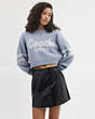 COACH®,CROPPED COACH SWEATER,Cotton/Wool,Blue,Scale View