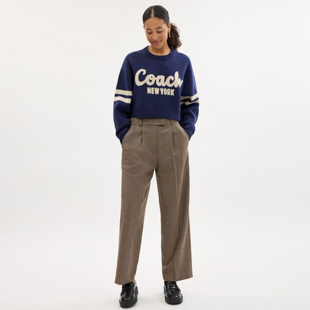 Coach Cropped  Sweater In Blue