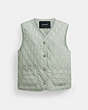 COACH®,QUILTED VEST,Polyester,Green,Front View