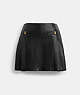 COACH®,HERITAGE C LEATHER MINI SKIRT,Leather,Black,Front View