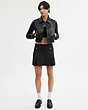 COACH®,HERITAGE C LEATHER MINI SKIRT,Leather,Black,Scale View