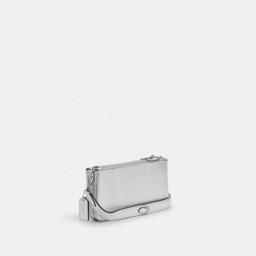 COACH®  Double Zip Crossbody In Silver Metallic