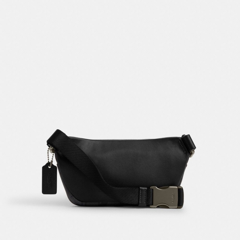 COACH®,MINI BELT BAG IN SIGNATURE CANVAS,Signature Canvas,Mini,Gunmetal/Charcoal,Back View