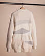 COACH®,RESTORED CARDIGAN WITH SHEARLING,Wool/Cotton,Ivory,Back View