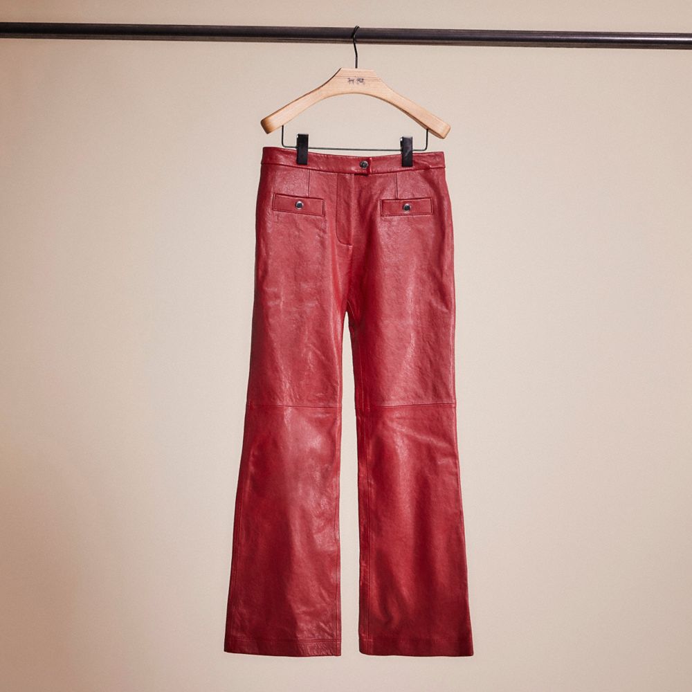 COACH®,RESTORED LEATHER PANT,Leather,Red,Front View