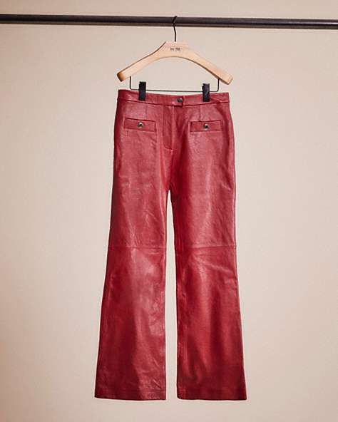 COACH®,RESTORED LEATHER PANT,Leather,Red,Front View