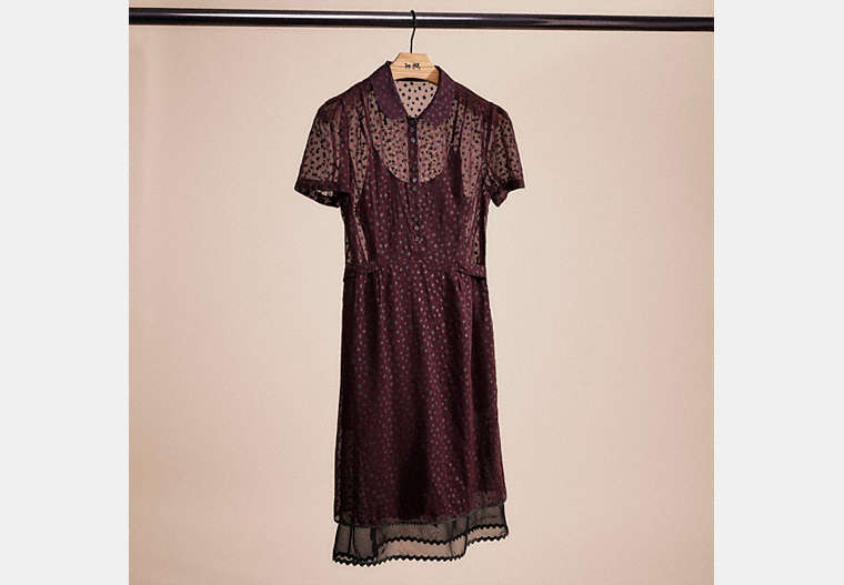 COACH®,RESTORED STAR PRINT SHIRT DRESS,Cupro,Burgundy,Front View