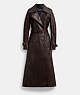 COACH®,DOUBLE BREASTED LEATHER TRENCH COAT,Brown,Front View