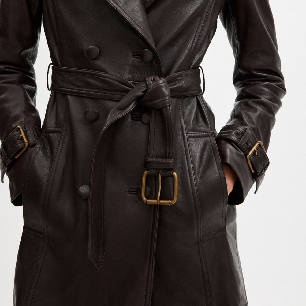 Trench en cuir double boutonnage