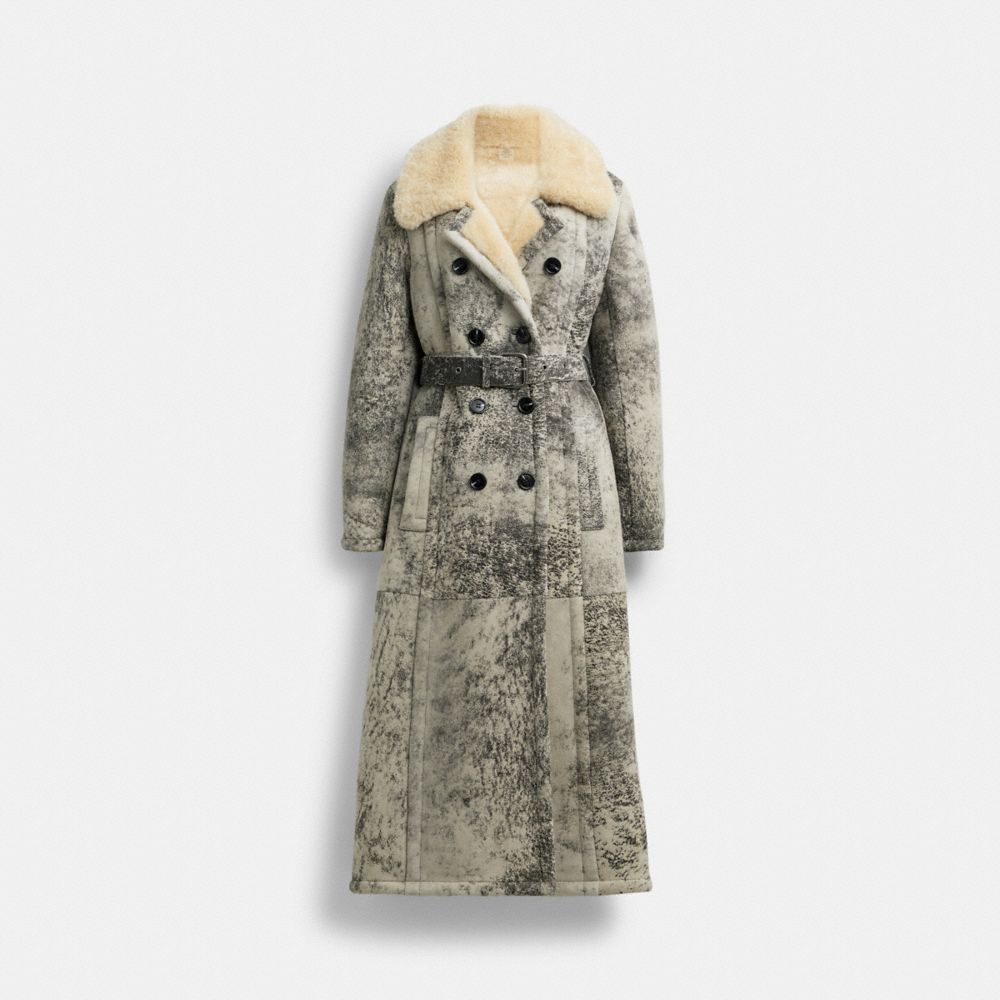 Long Shearling Trench Coat